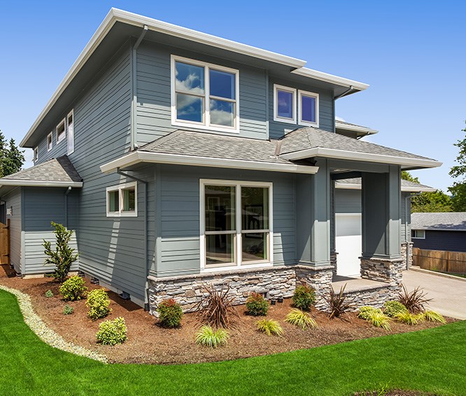 Seattle-area home with blue vinyl siding