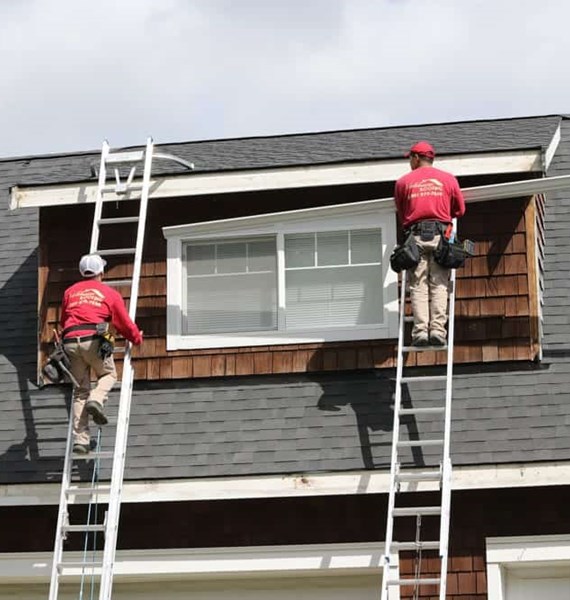 rain gutter - valentine roofing - seamless aluminum gutter system