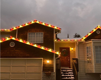 kwanzaa lights installed by our holiday light installers in Olympia, WA