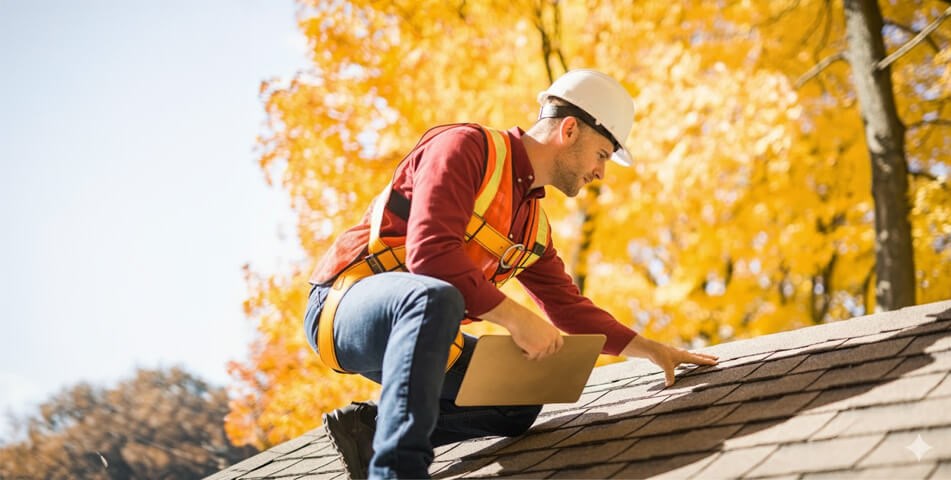 roof inspector in Washington completing his inspection checklist
