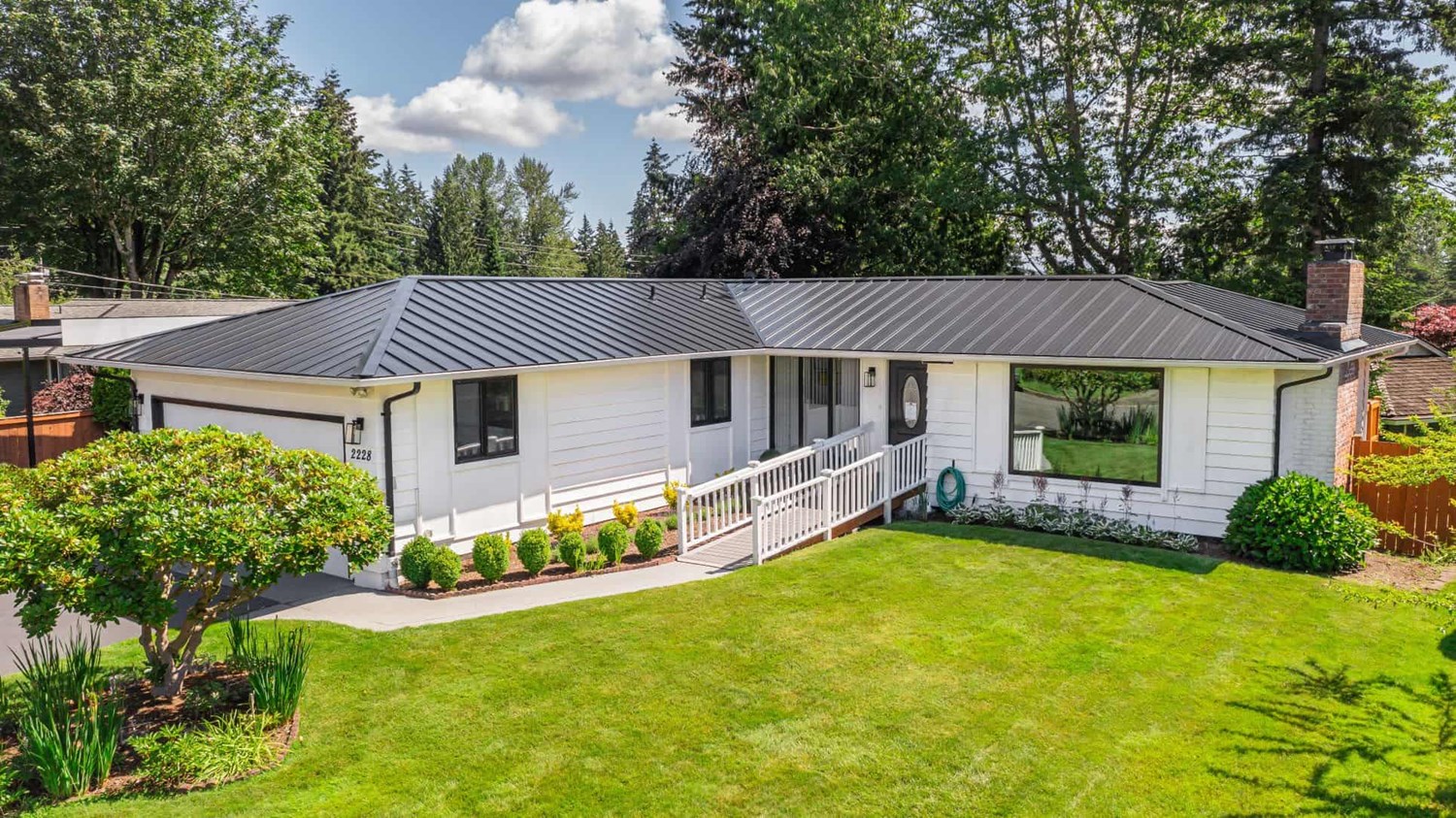  Bellevue, Washington black Standing Seam metal roof installation project