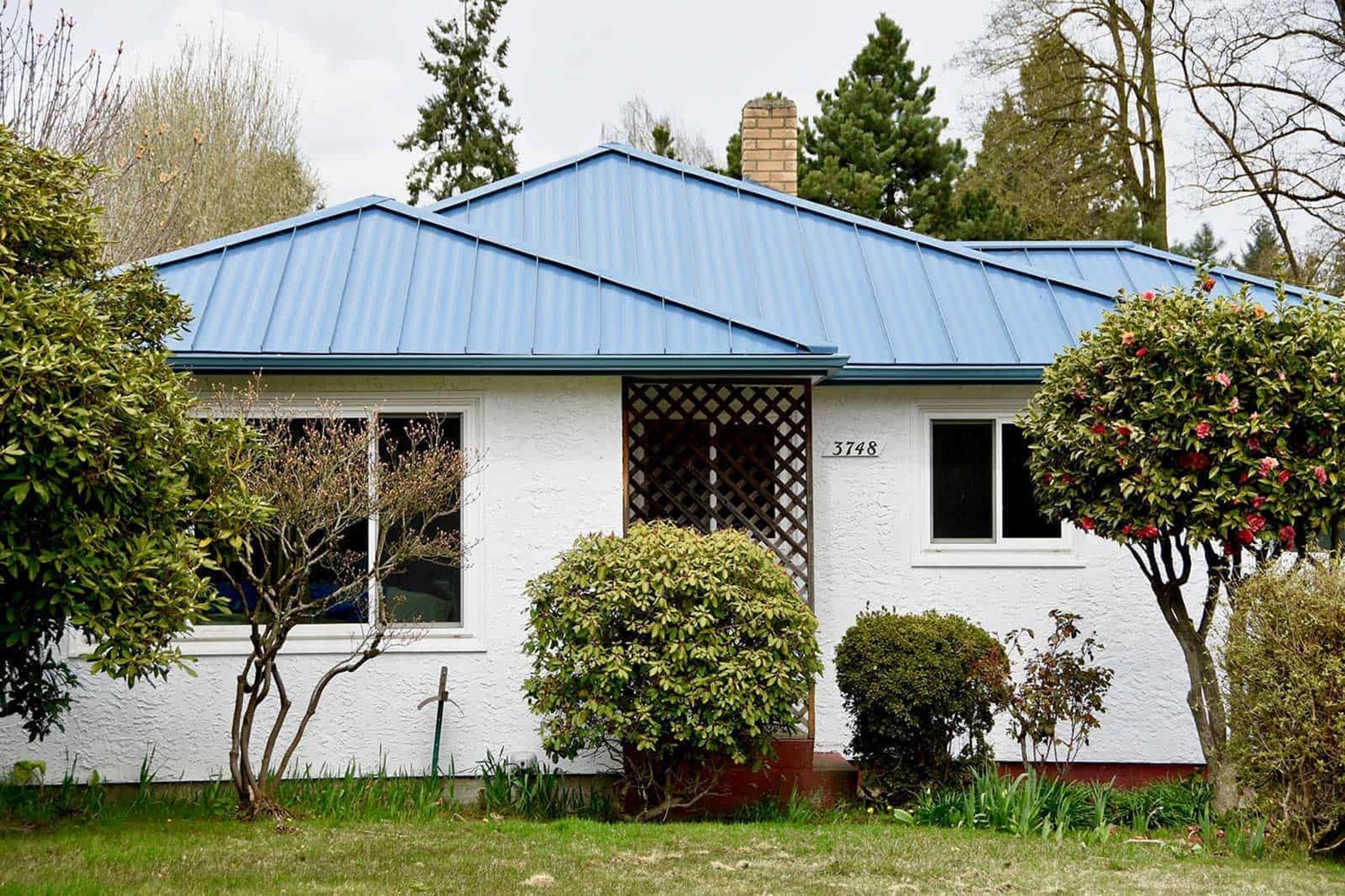 Blue Standing Seam Metal Panel Roof Installation in Tukwila, Washington