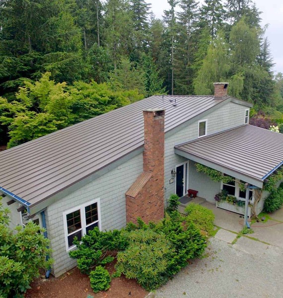 Poulsbo, Washington Standing Seam Metal Panel in Weathered Copper Roof Replacement
