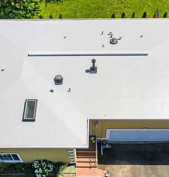 A white PVC roof in Redmond, WA