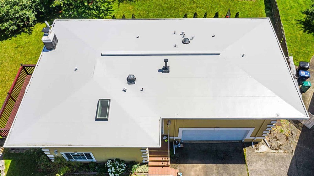 PVC low slope roof on 1-story home in Seattle, Washington