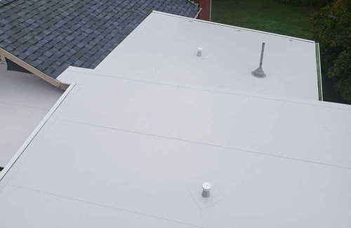 White PVC single ply roof in Bainbridge Island