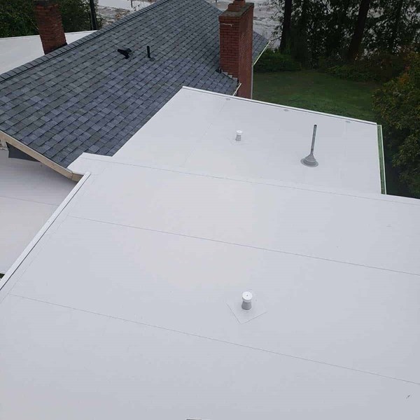 White PVC single ply roof in Bainbridge Island