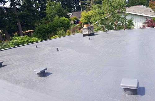 A dark gray PVC single ply roof in Burien, WA