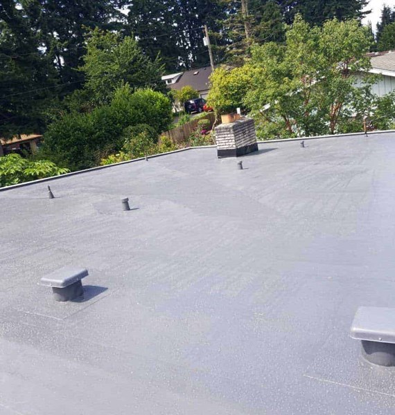 A dark gray PVC single ply roof in Burien, WA