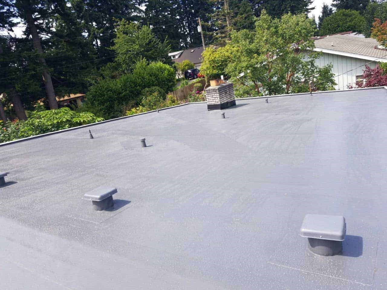 A dark gray PVC single ply roof in Burien, WA