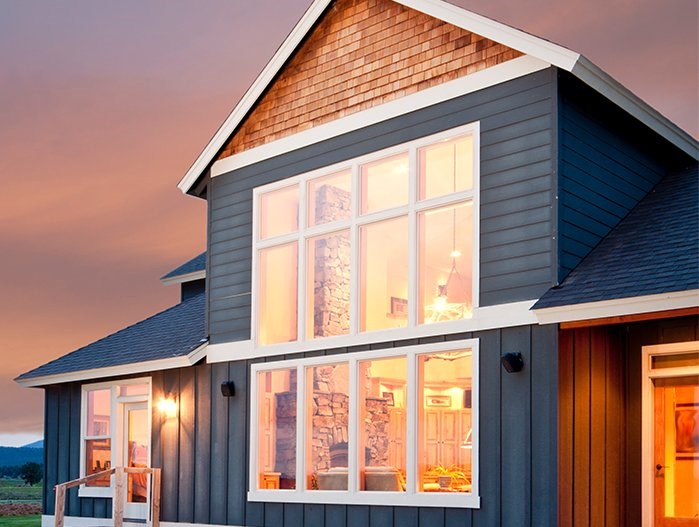 White vinyl replacement windows installed on residential home in Seattle, WA