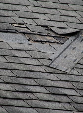 broken and damaged roof parts