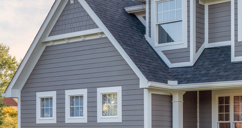 Home with gray fiber cement siding